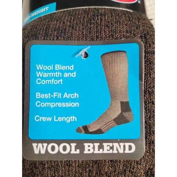 Dickies Mens Wool Blend Trekker Thermals Crew Socks 4 Pairs Sz 6-12 Mid Weight - Picture 3 of 6